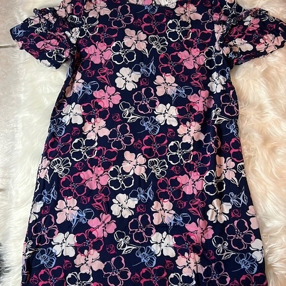 Crown & Ivy Girls Blue Floral Dress W/ Ruffle Sleeves Size 12 - Picture 2 of 6